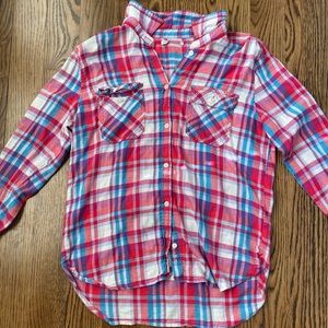 Pink and blue flannel shirt